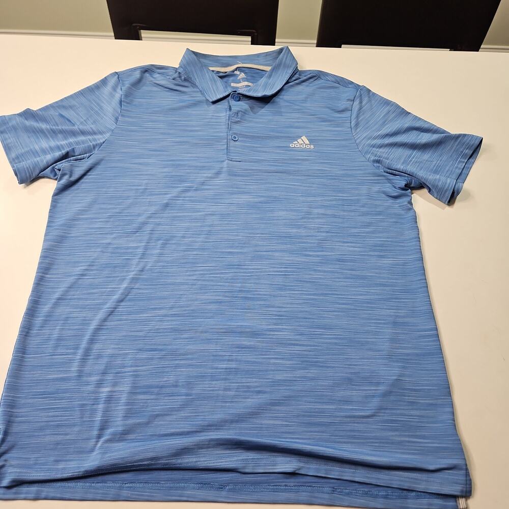 Adidas Blue Poly/Spandex Golf Polo Short Sleeve Shirt Large L